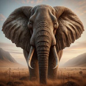 Create a hyper ultra photorealistic image of an elephant, portrait, 1:1