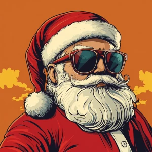 Santa Claus in sunglasses as the godfather of the mafia. Use car...