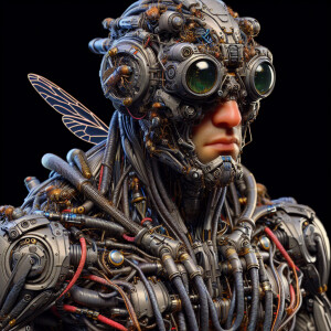 A detailed digital illustration of me as a futuristic anthropomo...