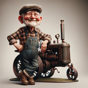 Funny and crazy caricature of a 95 year old American grandpa, ch...