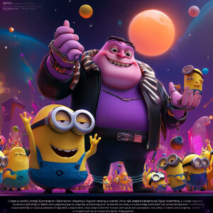 "Create a colorful and dynamic illustration featuring two iconic...