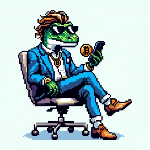 Trendzilla - cool crypto lisard sit in chair with phone