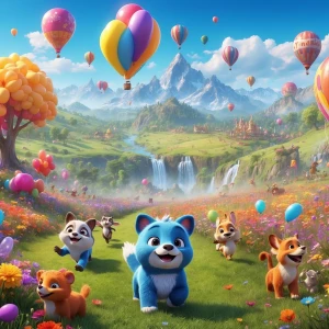 A fantasy land YouTube banner for a kids’ channel with 3D-style...