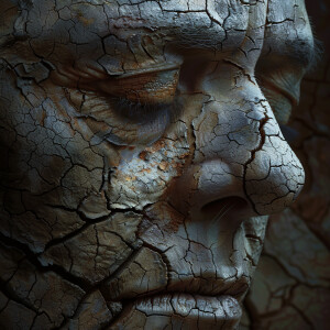 A person with dry, wrinkly skin is depicted in super high resolu...