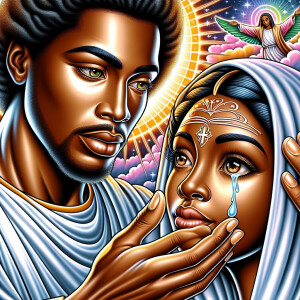 Ensure that the image distinctly represents both Jesus Christ an...