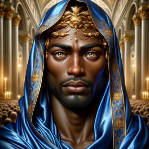 A hyper-realistic image of an African-American Jesus Christ, ser...