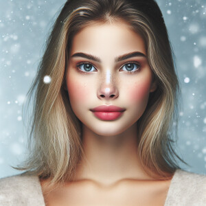 Young woman with Scandinavian features, fair skin, light blonde...