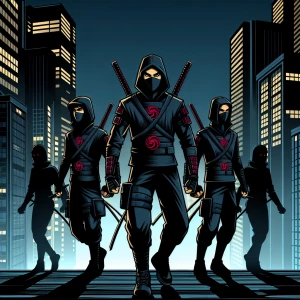 Design a group of ninjas known as The Foot Clan, showcasing thei...