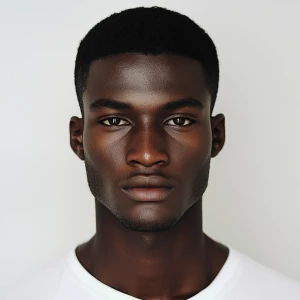 Create an image of a young Togolese man, 22 years old, with dark...