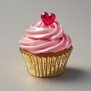 Create an image of a solitary cupcake featuring a voluminous swi...