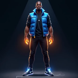 A frontal T pose full body concept illustration of A powerful bl...