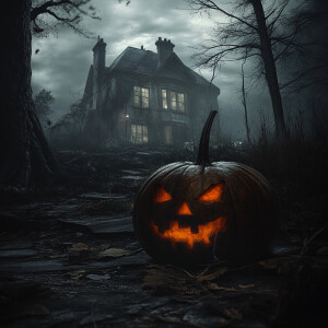 Photorealistic image, super creepy background image, halloween i...