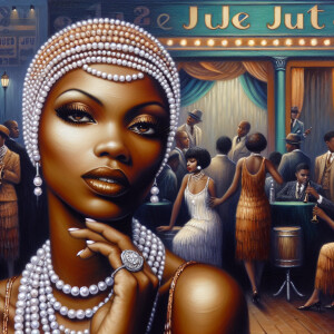 Create an oil painting of an elegant, light-skinned African-Amer...