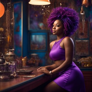 "Generate a full-body image of a stunning, curvy, and slightly c...