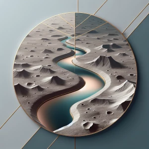 3-D River runs through moons crater