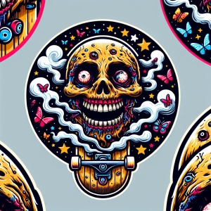 Create a logo for a skateboard brand named "Spitfire" that featu...