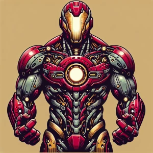 Create an ANSI art representation of the character ironman