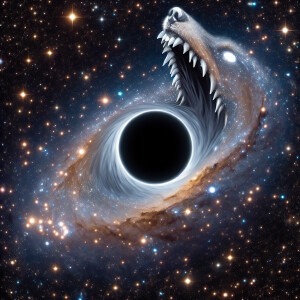 imagine a black hole being formed like the mouth of wolf. The sc...