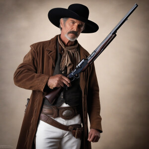 A old west gunslinger with one arm in a cast.