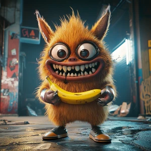 Stylized character  portrait of a mischievous designer toy creat...