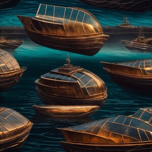 Create an acrylic painting that illustrates a sleek, futuristic...