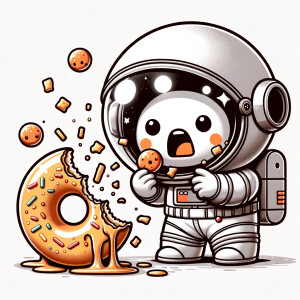 A solid white background, a cute astronaut graphic. An cute astr...