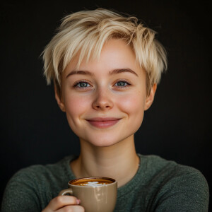 IMG_1018.CR2: realistic photo of a short blonde haired girl hold...