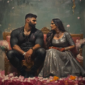 Realism art style,a muscular beefy sweaty man sitting on stage w...