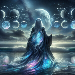 Selene, Witch of Lunar Phases:

Visualize a cosmic witch in a st...