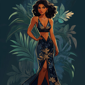 Create an image of Kali, characterized by her poised and self-as...