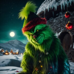 "In the icy shadows of Mount Crumpit, the evil Grinch stands, hi...