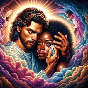 Ensure that the image distinctly represents both Jesus Christ an...