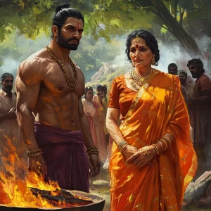 Create an image in a realistic art style depicting a muscular, s...