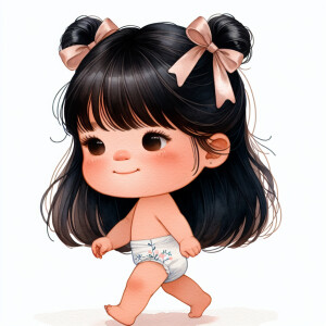 A single picture of adorable cute whimsical Chinese Asian featur...