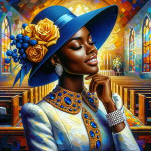 A spiritually enriching illustration portrays an African America...