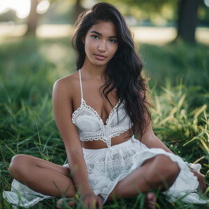 Photo of fair skinned young brunette latina woman with petite fr...