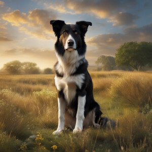 A picture of a dog standing on his feet