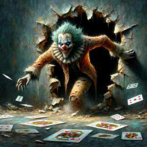 oil painting with alcohol wash: The joker gone wild walking thro...