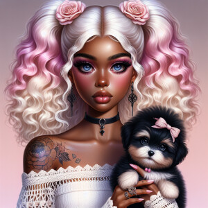 A highly detailed digital portrait of a young African American w...