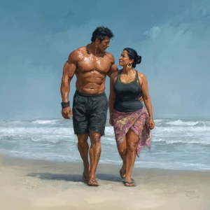 hyperrealism  digital painting.a muscular sweaty villain man, wa...