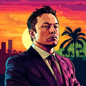 Elon Musk in GTA art style — ketamine — in the style of a Grand...