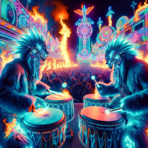 A psychedelic carnival in Texas, hd, photo realistic, ultra text...