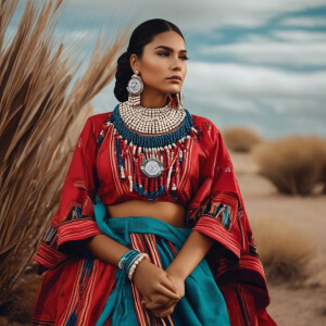 Native girl in traditional garbs posing for a model photoshoot