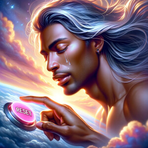Illustrate a handsome light-skinned African-American Jesus Chris...