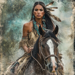 Create a hyper-realistic detailed image featuring a Native Ameri...