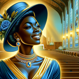 A spiritually enriching illustration portrays an African America...
