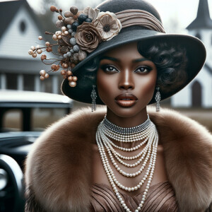 Create an image of an elegant African-American woman with a pois...
