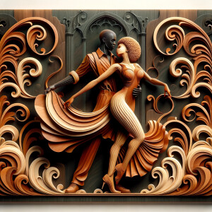 3d wood and porcelain sculpture of an Afrocentric woman with a m...