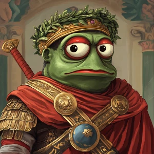 Pepe with pumped-up lips of a bright red color in carton style...