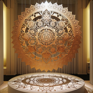 Steel wedding Mandal golden laser cutting